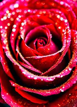 glowing beautiful rose on a shining background. Selective focus.