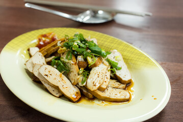 Taiwanese soy braised tofu in restaurant