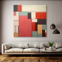 Abstract colors and geometric shapes on a wall