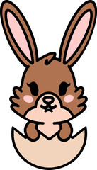 cute easter bunny cartoon with easter egg