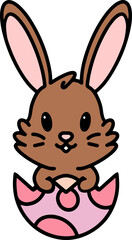 cute easter bunny cartoon with easter egg