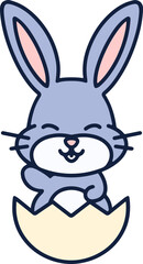 cute easter bunny cartoon with easter egg