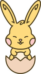 Obraz premium cute easter bunny cartoon with easter egg