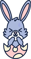 cute easter bunny cartoon with easter egg