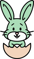 cute easter bunny cartoon with easter egg