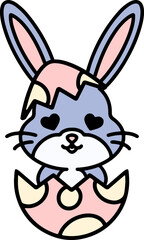 cute easter bunny cartoon with easter egg