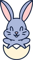cute easter bunny cartoon with easter egg