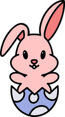 cute easter bunny cartoon with easter egg