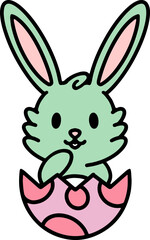 cute easter bunny cartoon with easter egg