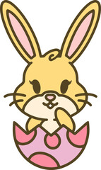 cute easter bunny cartoon with easter egg