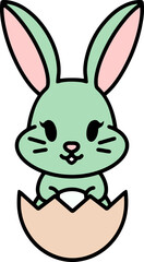 cute easter bunny cartoon with easter egg