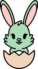 cute easter bunny cartoon with easter egg