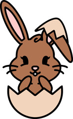 cute bunny in easter egg cartoon