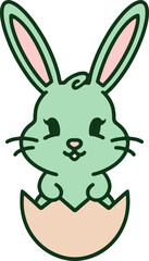 cute bunny in easter egg cartoon