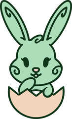 cute easter bunny in easter egg