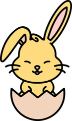 cute bunny in easter egg cartoon