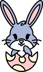cute bunny in easter egg cartoon