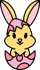 cute bunny in easter egg cartoon