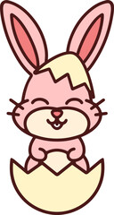 cute bunny in easter egg cartoon