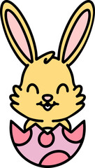 Obraz premium cute bunny in easter egg cartoon