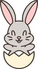 cute bunny in easter egg cartoon