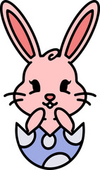 cute bunny in easter egg cartoon
