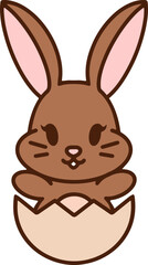 cute bunny in easter egg cartoon