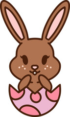cute bunny in easter egg cartoon