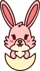 cute bunny in easter egg cartoon