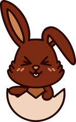 cute bunny in easter egg cartoon