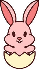 cute bunny in easter egg cartoon
