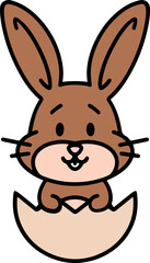 cute bunny in easter egg cartoon