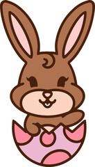cute bunny in easter egg cartoon