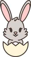 cute bunny in easter egg cartoon