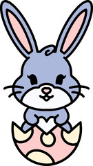 cute bunny in easter egg cartoon