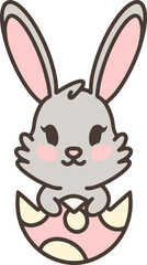 cute bunny in easter egg cartoon