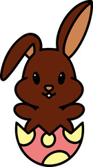 cute easter bunny in egg cartoon