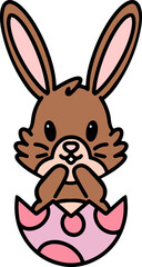 Obraz premium cute easter bunny in egg cartoon