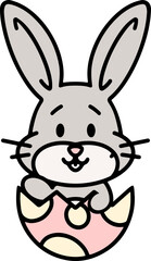 cute easter bunny in egg cartoon