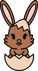 cute easter bunny in egg cartoon