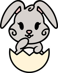 cute easter bunny in egg cartoon