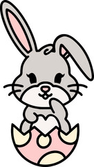 cute easter bunny in egg cartoon