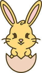 cute easter bunny in egg cartoon