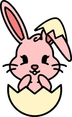 cute easter bunny in egg cartoon