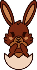 cute easter bunny in egg cartoon