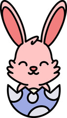 cute easter bunny in egg cartoon