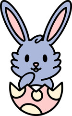cute easter bunny in egg cartoon