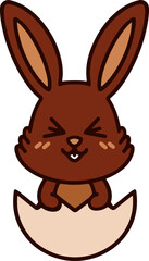 cute easter bunny in egg cartoon