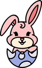cute easter bunny in egg cartoon