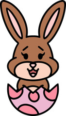 cute easter bunny in egg cartoon